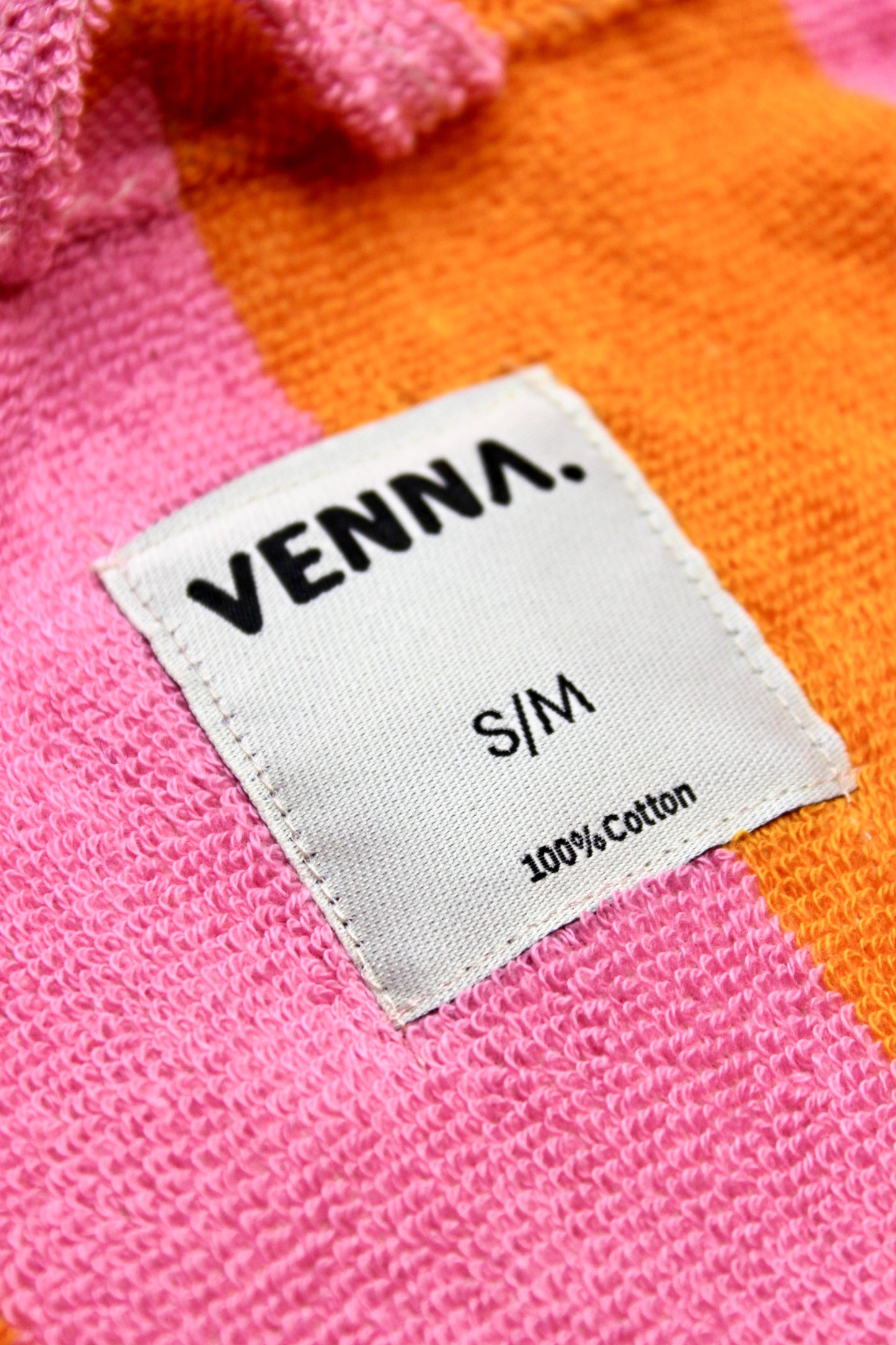 Bademantel aus Baumwolle in Orange/Rosa gestreift