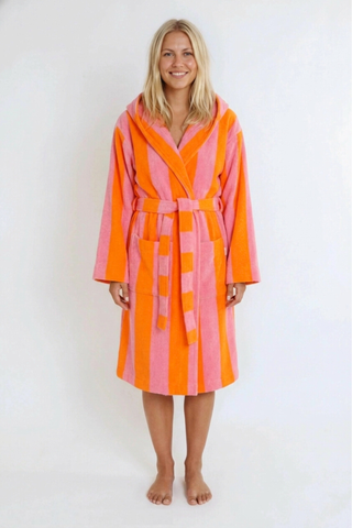 Bademantel mit Kapuze - Orange Pink