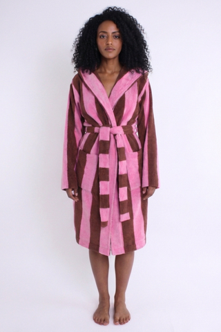 Bademantel mit Kapuze - Brown Bloom