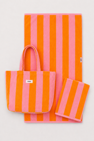 Sommer-Set "Orange Pink": 1x Terry Bag und 2x Handtücher